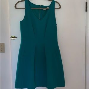 Teal pleated pocket dress